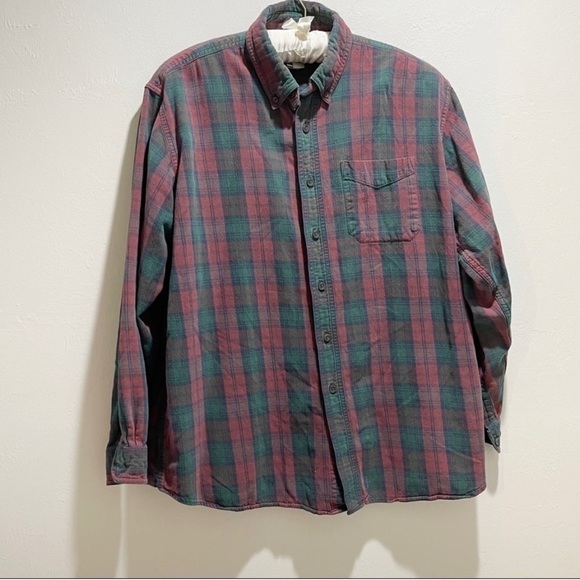 L.L. Bean Other - LL BEAN Men’s Red Green Plaid 100% Cotton Long Sleeve Button Down Shirt Size XL